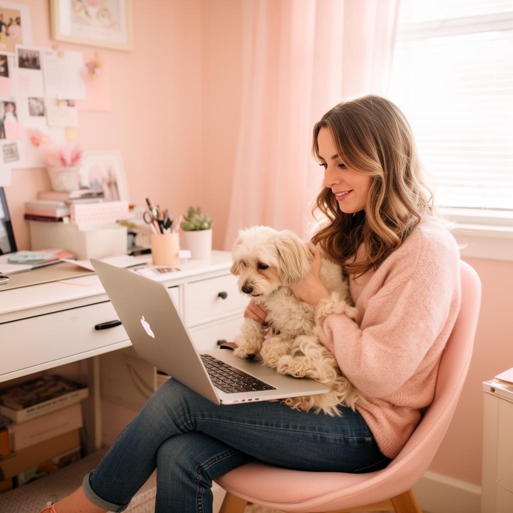 Woman working with her dog